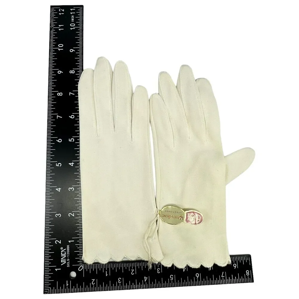 Grandoe Stretch White Cream Nylon Women's Gloves Size 6 - 6 1/2‎ Vintage